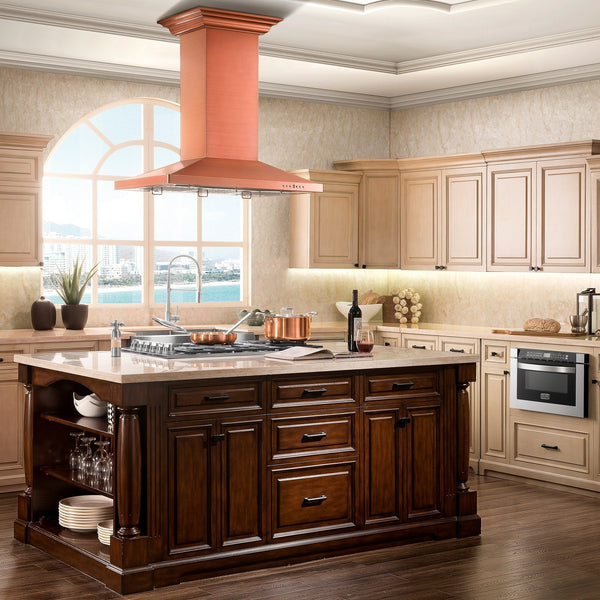 ZLINE Kitchen and Bath, ZLINE 36" Designer Series Copper Island Mount Range Hood (8KL3iC-36), 8KL3iC-36,