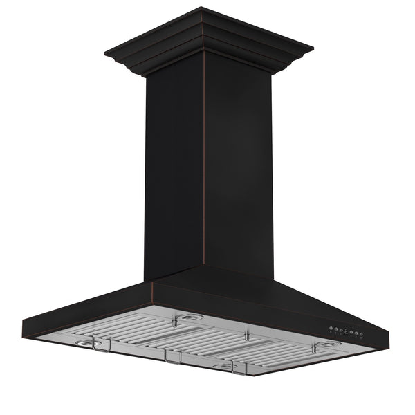 ZLINE Kitchen and Bath, ZLINE 36" Designer Series Oil-Rubbed Bronze Island Mount Range Hood (8KL3iB-36), 8KL3iB-36, ZLINE 36" Designer Oil-Rubbed Bronze Island Range Hood (8KL3iB-36)