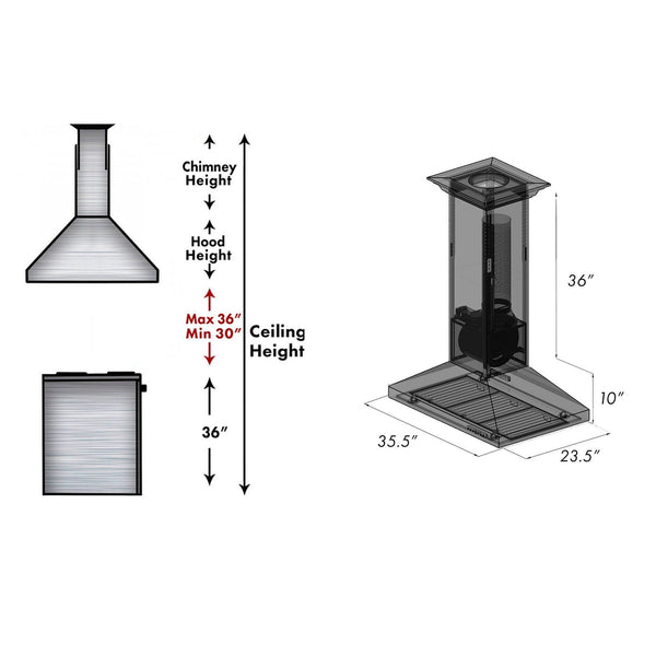 ZLINE Kitchen and Bath, ZLINE 36" Designer Series Oil-Rubbed Bronze Island Mount Range Hood (8KL3iB-36), 8KL3iB-36, ZLINE 36" Designer Oil-Rubbed Bronze Island Range Hood (8KL3iB-36)