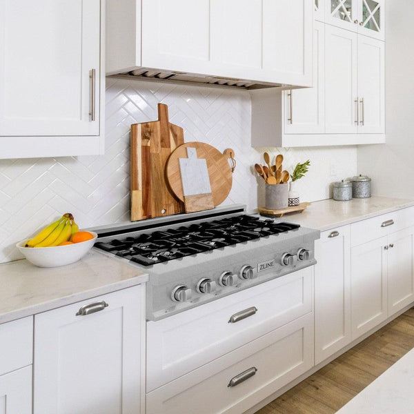 ZLINE 36" Porcelain Rangetop in DuraSnow® Stainless Steel with 6 Gas Burners (RTS-36) - Rustic Kitchen & Bath - ZLINE Kitchen and Bath