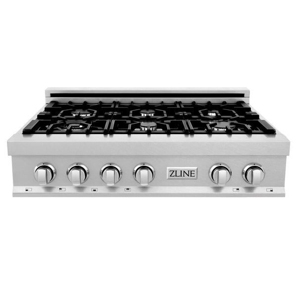 ZLINE 36" Porcelain Rangetop in DuraSnow® Stainless Steel with 6 Gas Burners (RTS-36) - Rustic Kitchen & Bath - ZLINE Kitchen and Bath