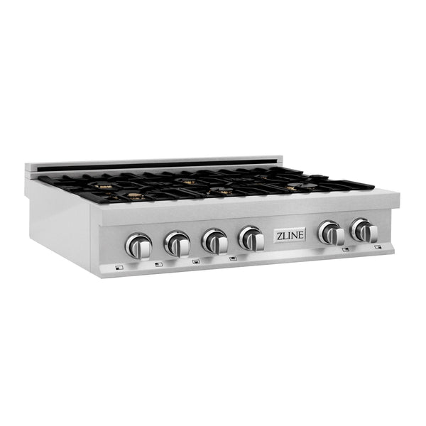 ZLINE 36" Porcelain Rangetop in DuraSnow® Stainless Steel with 6 Gas Burners (RTS-36) - Rustic Kitchen & Bath - ZLINE Kitchen and Bath
