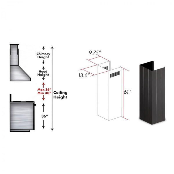 ZLINE 61" Wooden Chimney Extension for Ceilings up to 12 ft. (KPCC-E) - Rustic Kitchen & Bath - Range Hood Accessories - ZLINE Kitchen and Bath