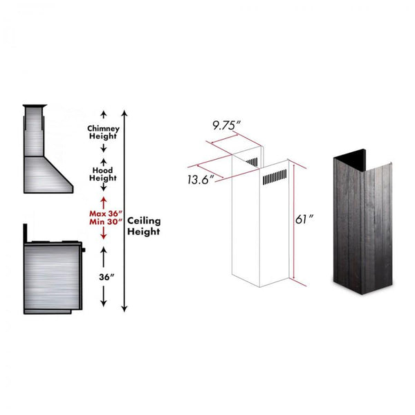 ZLINE 61" Wooden Chimney Extension for Ceilings up to 12 ft. (KPDD-E) - Rustic Kitchen & Bath - Range Hood Accessories - ZLINE Kitchen and Bath
