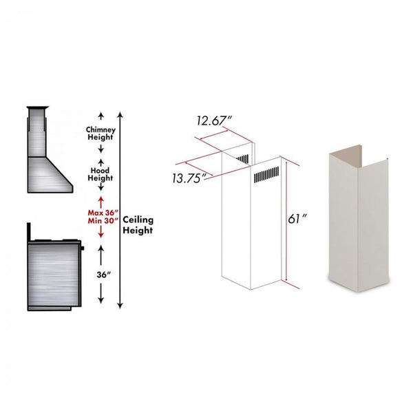 ZLINE Kitchen and Bath, ZLINE 61" Wooden Chimney Extension for Ceilings up to 12.5 ft. (321TT-E), 321TT-E,