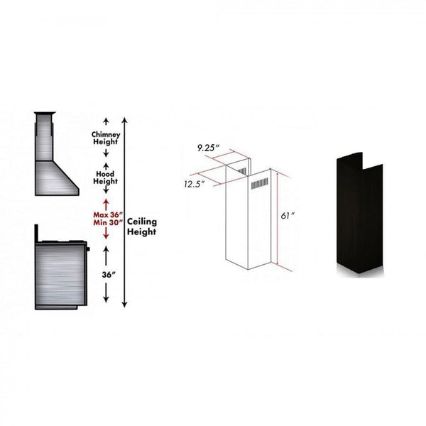 ZLINE 61" Wooden Chimney Extension for Ceilings up to 12.5 ft. (KBCC-E) - Rustic Kitchen & Bath - Range Hood Accessories - ZLINE Kitchen and Bath