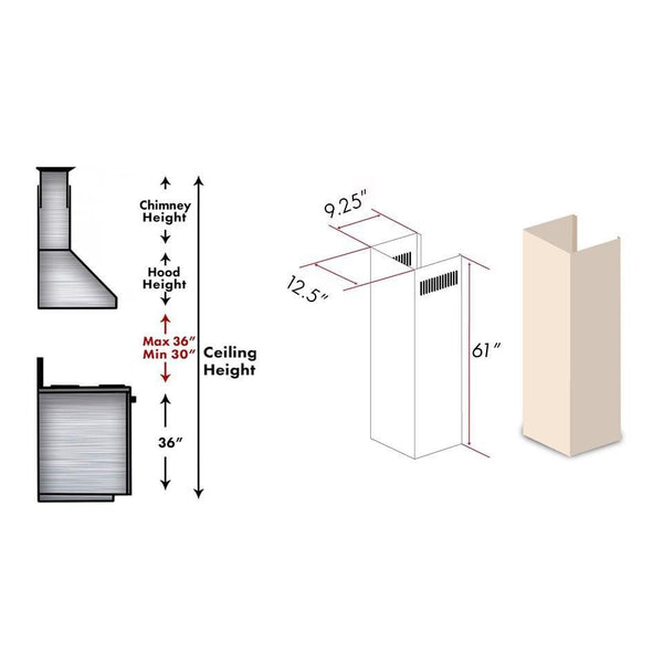 ZLINE 61" Wooden Chimney Extension for Ceilings up to 12.5 ft. (KBUF-E) - Rustic Kitchen & Bath - Range Hood Accessories - ZLINE Kitchen and Bath