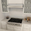 ZLINE 30 in. Ducted Under Cabinet Range Hood in Stainless Steel (627-30) above a cooktop.