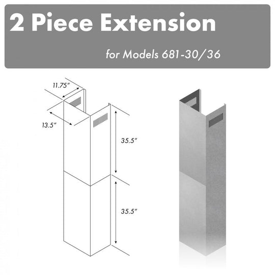 ZLINE 71 in. Extended Chimney (2PCEXT-681-30/36)