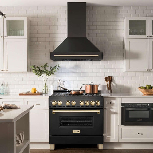 ZLINE Autograph Edition 36 in. Black Stainless Steel Range Hood with Handle (BS655Z-36)-Range Hoods- ZLINE Kitchen and Bath