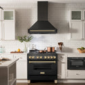 ZLINE 36" Black Stainless Steel Range Hood with Polished Gold Handle (BS655Z-36-G)