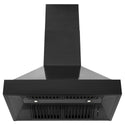 ZLINE Black Stainless Steel Wall Mount Range Hood (BS655N) front, under.