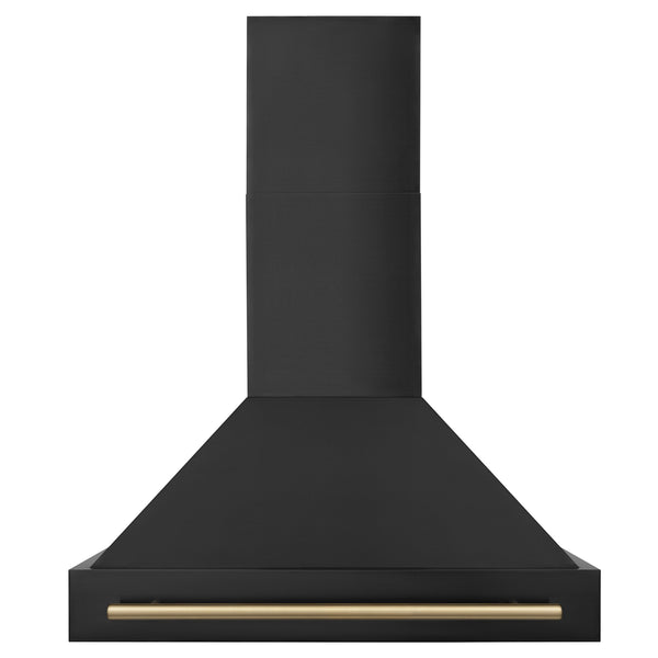 ZLINE Autograph Edition 36 in. Kitchen Package with Black Stainless Steel Dual Fuel Range, Range Hood and Dishwasher with Polished Gold Accents (3AKP-RABRHDWV36-G) 