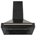 ZLINE Autograph Edition 36 in. Kitchen Package with Black Stainless Steel Dual Fuel Range and Range Hood with Polished Gold Accents (2AKP-RABRH36-G)