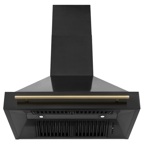 ZLINE 36" Black Stainless Steel Range Hood with Champagne Bronze Handle (BS655Z-36-CB)