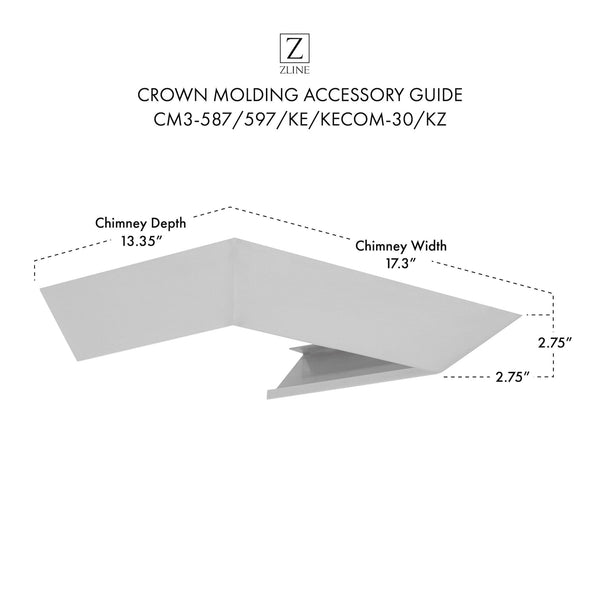 ZLINE Crown Molding #3 For Wall Range Hood (CM3-587/597/KE/KECOM-30/KZ) - Rustic Kitchen & Bath - Range Hood Accessories - ZLINE Kitchen and Bath
