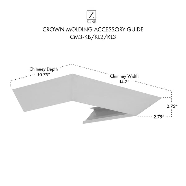 ZLINE Crown Molding #3 For Wall Range Hood (CM3-KB/KL2/KL3) - Rustic Kitchen & Bath - Range Hood Accessories - ZLINE Kitchen and Bath