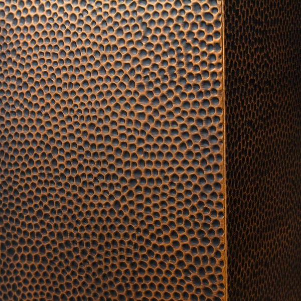 ZLINE Designer Series Hand-Hammered Wall Mount Range Hood (8KBH) close-up, Hand-Hammered Copper finish and texture.