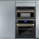 ZLINE Autograph Edition 30” 1.6 cu ft. Built-in Convection Microwave Oven in Black Stainless Steel and Polished Gold  Accents (MWOZ-30-BS-G)