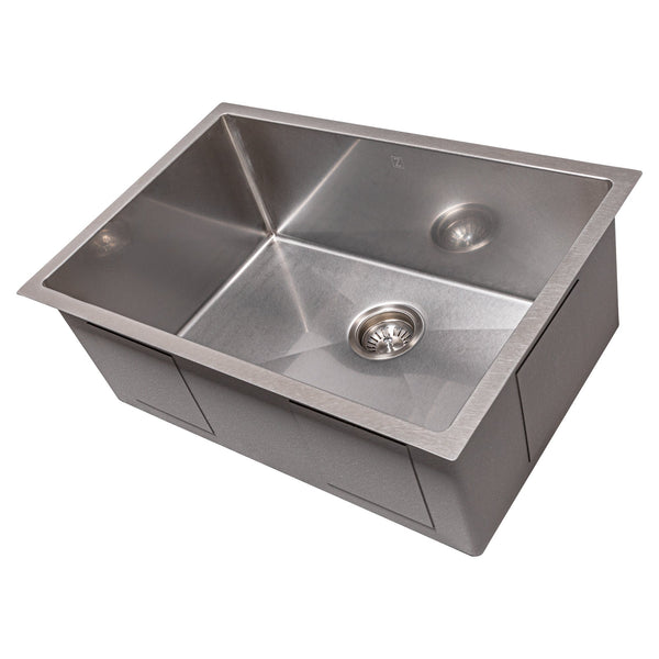 ZLINE 27 in. Meribel Undermount Single Bowl Stainless Steel Kitchen Sink with Bottom Grid (SRS-27)
