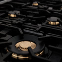 ZLINE 36 in. 4.6 cu. ft. Legacy Dual Fuel Range with Gas Cooktop and Electric Convection Oven in DuraSnow® Stainless Steel with 6 Brass Burners and Griddle (RAS-SN-BR-GR-36)
