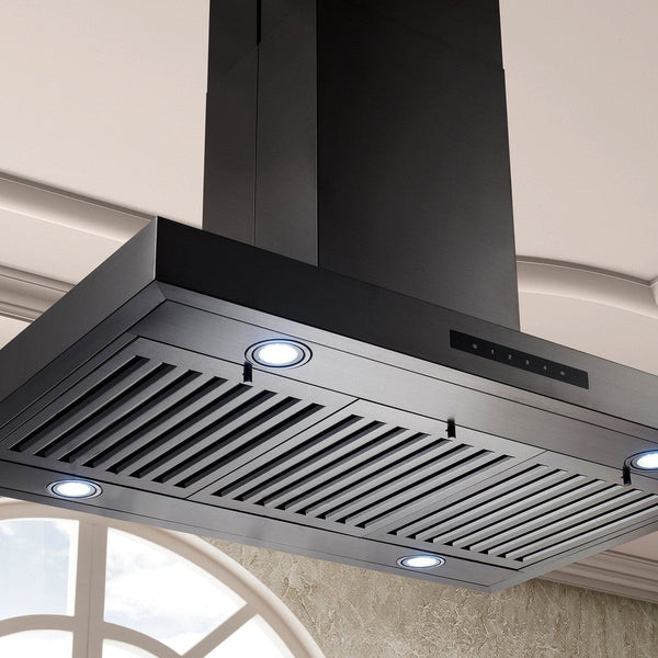 ZLINE Kitchen and Bath, ZLINE Island Mount Range Hood in Black Stainless Steel (BSKE2iN), BSKE2iN-30,