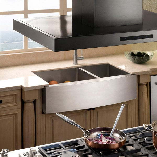 ZLINE Kitchen and Bath, ZLINE Island Mount Range Hood in Black Stainless Steel (BSKE2iN), BSKE2iN-30,