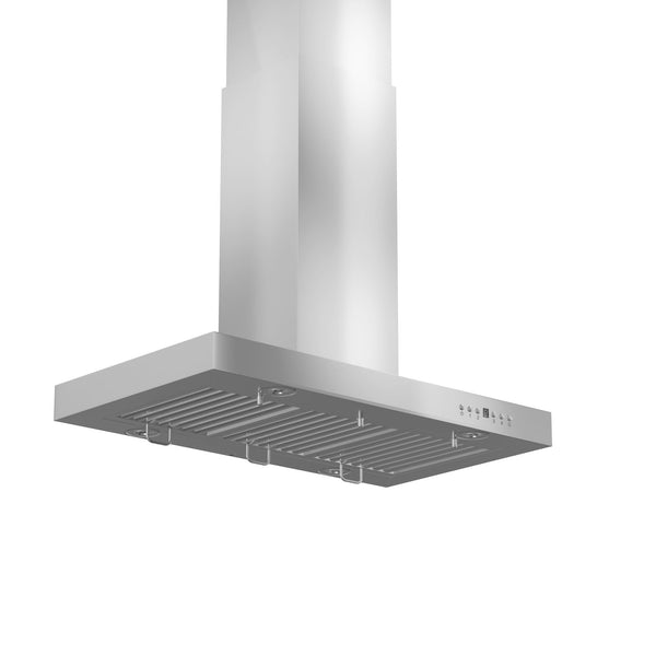 ZLINE Convertible Vent Island Mount Range Hood in Stainless Steel (KE2i) side under view