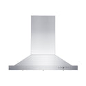 ZLINE Convertible Vent Island Mount Range Hood in Stainless Steel (GL2i) front with button panel and display.
