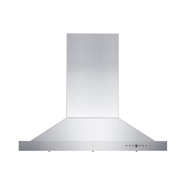 ZLINE Convertible Vent Island Mount Range Hood in Stainless Steel (GL2i) front with button panel and display.