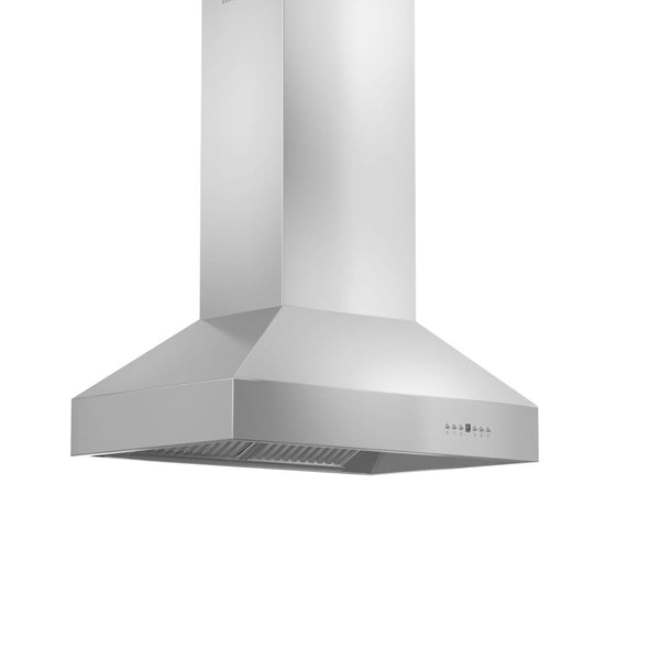 ZLINE Outdoor Approved Island Mount Range Hood in Stainless Steel (697i-304) side.