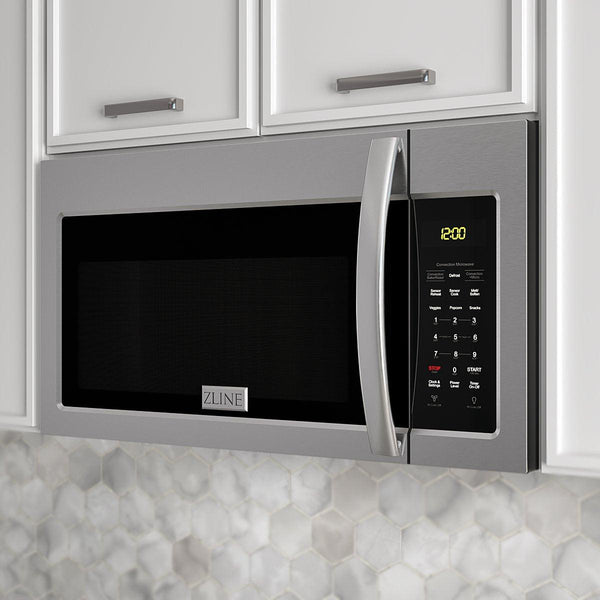 ZLINE Stainless Steel Over the Range Convection Microwave Oven with Modern Handle (MWO-OTR-30) 430-grade stainless steel exterior provides an easy clean-up and a timeless look in your kitchen