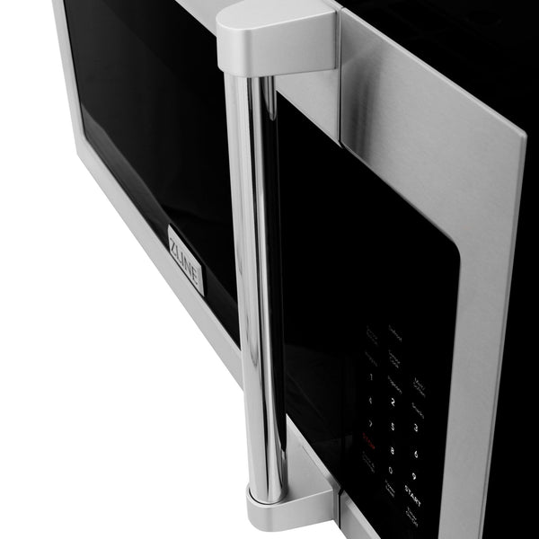 ZLINE 30 in. Stainless Steel Over the Range Convection Microwave Oven with Traditional Handle (MWO-OTR-H-30) traditional handle detail