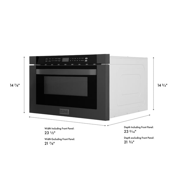 ZLINE 24 in. 1.2 cu. ft. Built-in Microwave Drawer in Black Stainless Steel (MWD-1-BS)