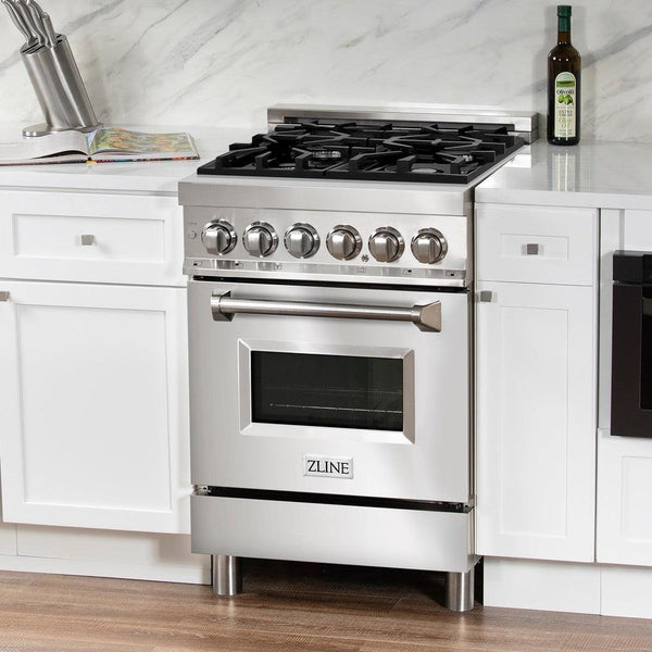 ZLINE 24 in. Professional Dual Fuel Range with Color Door Options (RA24)-Ranges- ZLINE Kitchen and Bath