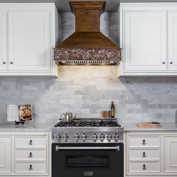 ZLINE 36 in. Dual Fuel Range with Gas Stove and Electric Oven in Stainless Steel with Black Matte Door (RA-BLM-36)-Ranges-RA-BLM-36 ZLINE Kitchen and Bath