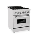 ZLINE 24 in. 2.8 cu. ft. Legacy Dual Fuel Range with Gas Cooktop and Electric Convection Oven in Satin Stainless Steel with 4 Brass Burners (RAS-SN-BR-24)