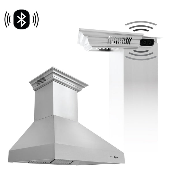 ZLINE Professional Wall Mount Range Hood in Stainless Steel with Built-in CrownSound® Bluetooth Speakers (667CRN-BT) - Rustic Kitchen & Bath - ZLINE Kitchen and Bath