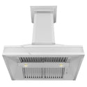 ZLINE Designer Series Wall Mount Range Hood in Fingerprint Resistant Stainless Steel with Mirror Accents (655MR) Under View Dishwasher-safe Baffle Filters