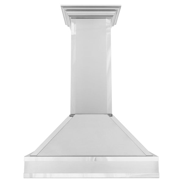 ZLINE Designer Series Wall Mount Range Hood in Fingerprint Resistant Stainless Steel with Mirror Accents (655MR) front.