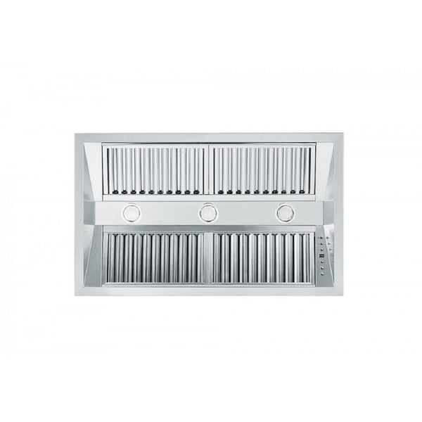 ZLINE Ducted Island Mount Range Hood Insert in Stainless Steel (824i) under