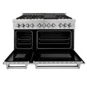 ZLINE 48 in. 6.0 cu. ft. Legacy Dual Fuel Range with Gas Cooktop and 2 Electric Ovens in DuraSnow® Stainless Steel with 6 Brass Burners and Griddle (RAS-SN-BR-GR-48)