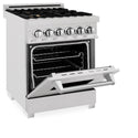 ZLINE 24 in. 2.8 cu. ft. Legacy Dual Fuel Range with Gas Cooktop and Electric Convection Oven in Satin Stainless Steel with 4 Brass Burners (RAS-SN-BR-24)