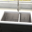 ZLINE 36 in. Chamonix Undermount Double Bowl Stainless Steel Kitchen Sink with Bottom Grid (SR60D-36)