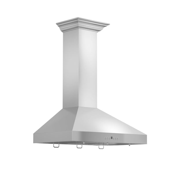 ZLINE 36" Convertible Vent Convertible Vent Wall Mount Range Hood in Stainless Steel with Crown Molding (KL3CRN-36)