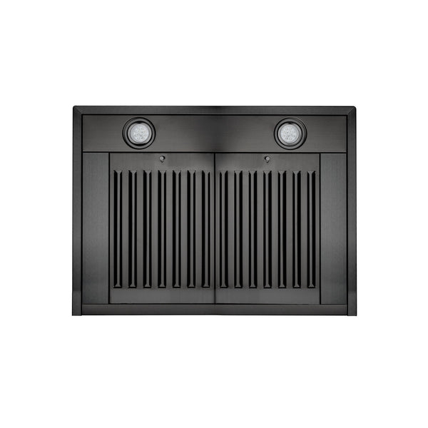 ZLINE 24" Convertible Wall Mount Range Hood in Black Stainless Steel with Set of 2 Charcoal Filters, LED lighting and Dishwasher-Safe Baffle Filters (BSKBN-CF-24)