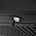 Built-in directional LED lighting on ZLINE Convertible Vent Wall Mount Range Hood in Black Stainless Steel (BSKEN)