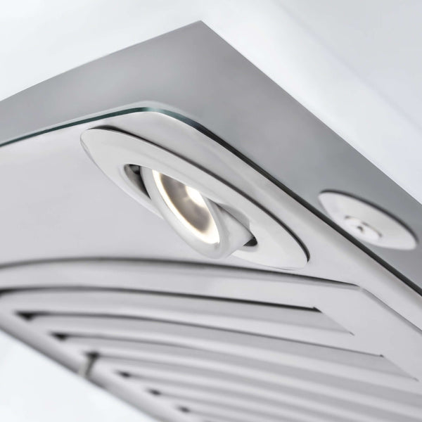 Built-in direction LED lighting on ZLINE Convertible Vent Wall Mount Range Hood in Stainless Steel & Glass (KN).