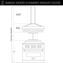 ZLINE Convertible Vent Wall Mount Range Hood in Stainless Steel & Glass (KN4) Chimney Height Guide