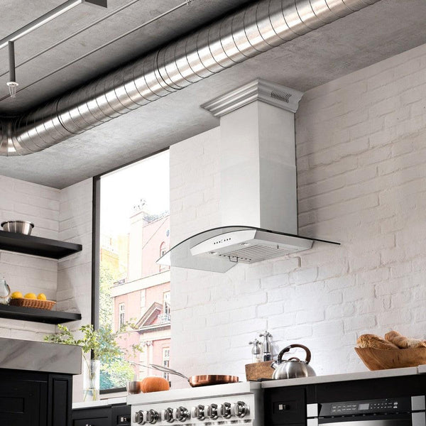 ZLINE Kitchen and Bath, ZLINE Wall Mount Range Hood in Stainless Steel with Built-in CrownSound® Bluetooth Speakers, KZCRN-BT-30,
